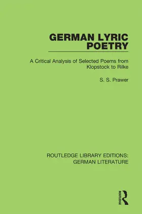 Prawer |  German Lyric Poetry | Buch |  Sack Fachmedien