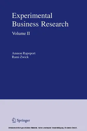 Rapoport / Zwick |  Experimental Business Research | eBook | Sack Fachmedien
