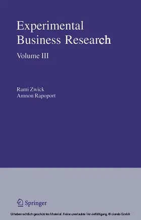 Zwick / Rapoport |  Experimental Business Research | eBook | Sack Fachmedien