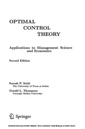Sethi / Thompson | Optimal Control Theory | E-Book | sack.de