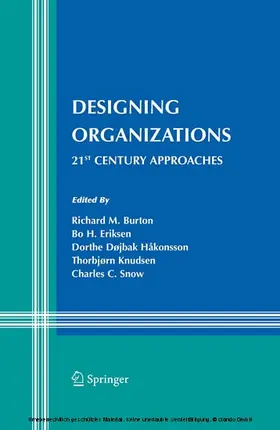 Burton / Eriksen / Håkonsson |  Designing Organizations | eBook | Sack Fachmedien