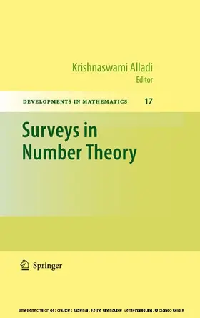 Alladi / Alladi. |  Surveys in Number Theory | eBook | Sack Fachmedien