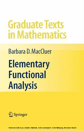 MacCluer |  Elementary Functional Analysis | eBook | Sack Fachmedien