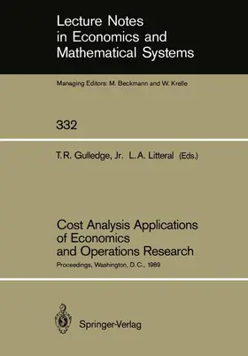 Gulledge / Litteral |  Cost Analysis Applications of Economics and Operations Research | Buch |  Sack Fachmedien