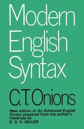 Onions |  Modern English Syntax | Buch |  Sack Fachmedien