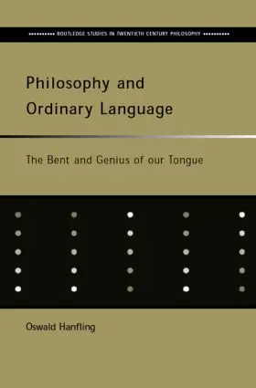 Hanfling |  Philosophy and Ordinary Language | Buch |  Sack Fachmedien