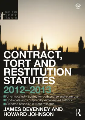 Devenney / Johnson |  Contract, Tort and Restitution Statutes 2012-2013 | Buch |  Sack Fachmedien