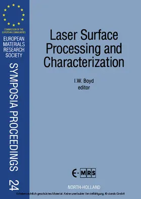 Boyd |  Laser Surface Processing and Characterization | eBook | Sack Fachmedien