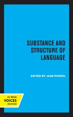 Puhvel |  Substance and Structure of Language | eBook | Sack Fachmedien