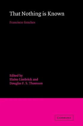 Sanchez / Sánchez / S. Nchez |  That Nothing Is Known | Buch |  Sack Fachmedien