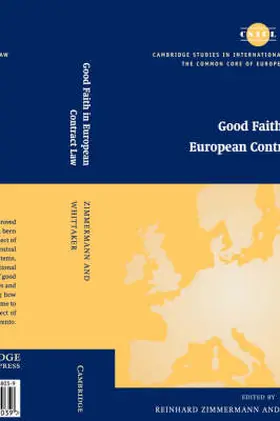 Zimmermann / Whittaker |  Good Faith in European Contract Law | Buch |  Sack Fachmedien