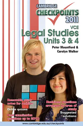 Mountford / Walker |  Cambridge Checkpoints VCE Legal Studies Units 3 and 4 2011 | Buch |  Sack Fachmedien