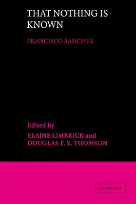 Sanchez / Sánchez / Limbrick |  That Nothing Is Known | Buch |  Sack Fachmedien
