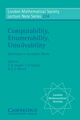 Cooper / Slaman / Wainer |  Computability, Enumerability, Unsolvability | Buch |  Sack Fachmedien