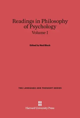 Block |  Readings in Philosophy of Psychology, Volume I | Buch |  Sack Fachmedien