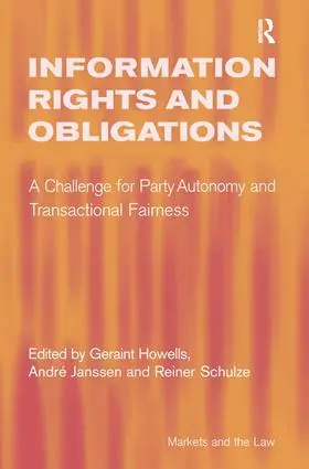 Janssen / Howells |  Information Rights and Obligations | Buch |  Sack Fachmedien