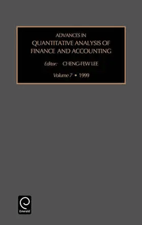 Lee |  Advances in Quantitative Analysis of Finance and Accounting | Buch |  Sack Fachmedien