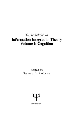 Anderson |  Contributions To Information Integration Theory | Buch |  Sack Fachmedien