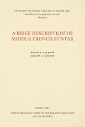 Greene / Gardner |  A Brief Description of Middle French Syntax | Buch |  Sack Fachmedien
