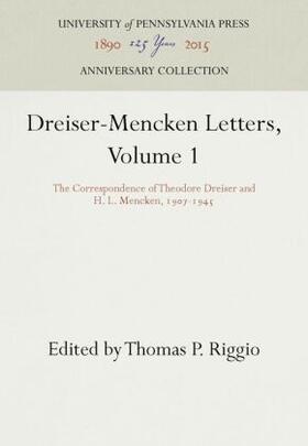 Dreiser / Riggio / Mencken |  Dreiser-Mencken Letters, Volume 1 | Buch |  Sack Fachmedien