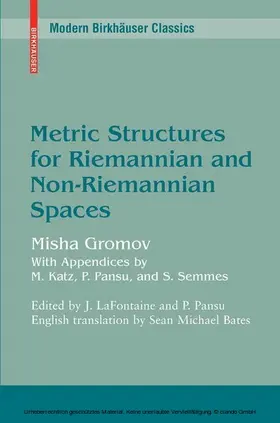 Gromov / LaFontaine / Pansu |  Metric Structures for Riemannian and Non-Riemannian Spaces | eBook | Sack Fachmedien