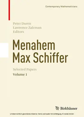 Duren / Zalcman |  Menahem Max Schiffer: Selected Papers Volume 1 | eBook | Sack Fachmedien