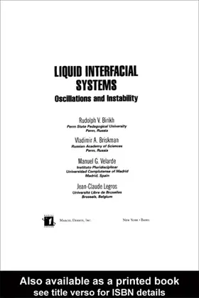 Birikh / Briskman / Velarde |  Liquid Interfacial Systems | Buch |  Sack Fachmedien