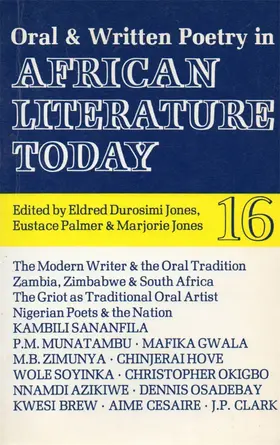 Jones / Palmer |  ALT 16 Oral and Written Poetry in African Literature Today | Buch |  Sack Fachmedien