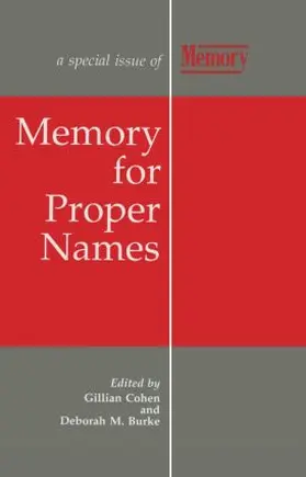Burke / Cohen |  Memory for Proper Names | Buch |  Sack Fachmedien