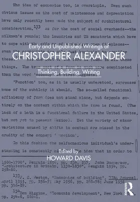 Davis |  Early and Unpublished Writings of Christopher Alexander | Buch |  Sack Fachmedien