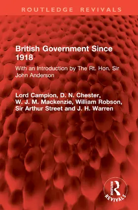 Campion / Chester / Mackenzie |  British Government Since 1918 | Buch |  Sack Fachmedien