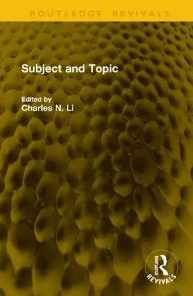 Li |  Subject and Topic | Buch |  Sack Fachmedien