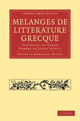 Miller |  Melanges de Litterature Grecque | Buch |  Sack Fachmedien