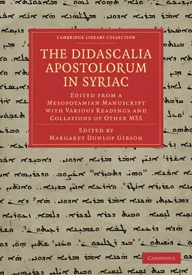Gibson |  The Didascalia Apostolorum in Syriac | Buch |  Sack Fachmedien