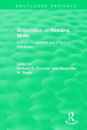 Foorman / Siegel | Acquisition of Reading Skills (1986) | Buch | 978-1-138-50155-3 | sack.de