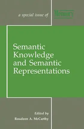 McCarthy |  Semantic Knowledge and Semantic Representations | Buch |  Sack Fachmedien