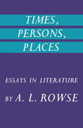 NA |  Times, Persons, Places: Essays in Literature | eBook | Sack Fachmedien