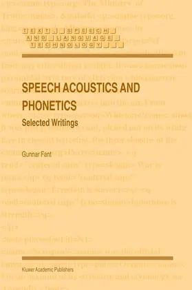 Fant |  Speech Acoustics and Phonetics | Buch |  Sack Fachmedien