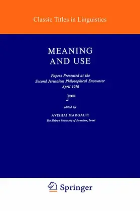 Margalit |  Meaning and Use | Buch |  Sack Fachmedien