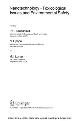 Simeonova / Opopol / Luster | Nanotechnology - Toxicological Issues and Environmental Safety | E-Book | sack.de