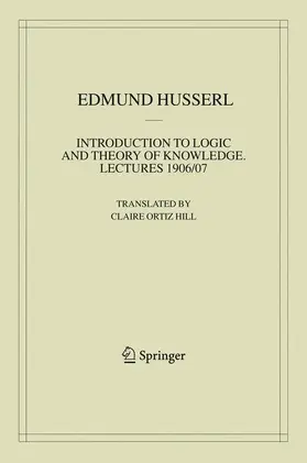 Husserl |  Introduction to Logic and Theory of Knowledge | Buch |  Sack Fachmedien