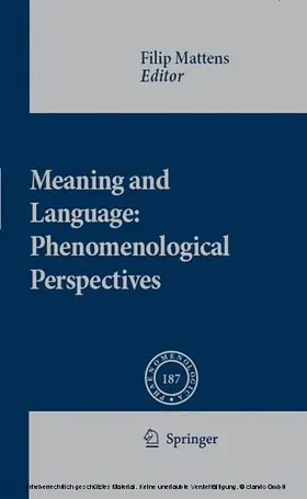 Mattens |  Meaning and Language: Phenomenological Perspectives | eBook | Sack Fachmedien