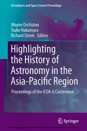 Orchiston / Nakamura / Strom |  Highlighting the History of Astronomy in the Asia-Pacific Region | eBook | Sack Fachmedien