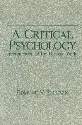Sullivan |  A Critical Psychology | Buch |  Sack Fachmedien