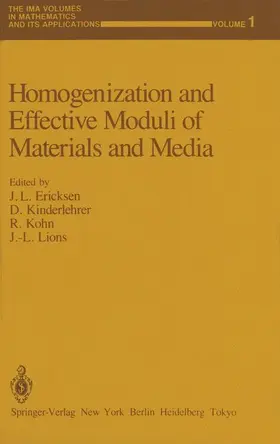 Ericksen / Kinderlehrer / Kohn |  Homogenization and Effective Moduli of Materials and Media | Buch |  Sack Fachmedien