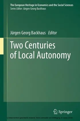 Backhaus |  Two Centuries of Local Autonomy | eBook | Sack Fachmedien