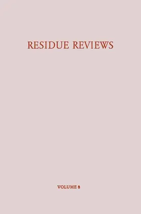 Gunther |  Residue Reviews / Rückstands-Berichte | Buch |  Sack Fachmedien