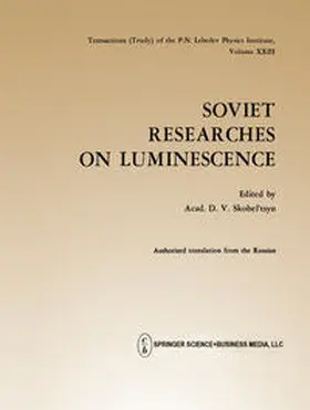 Skobel tsyn |  Soviet Researches on Luminescence | eBook | Sack Fachmedien