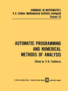 Faddeeva |  Automatic Programming and Numerical Methods of Analysis | Buch |  Sack Fachmedien