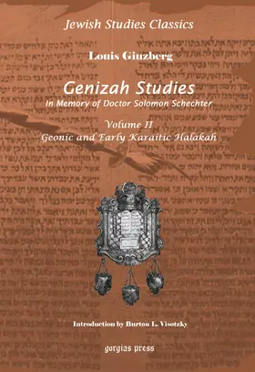 Ginzberg |  Genizah Studies in Memory of Doctor Solomon Schechter | eBook | Sack Fachmedien